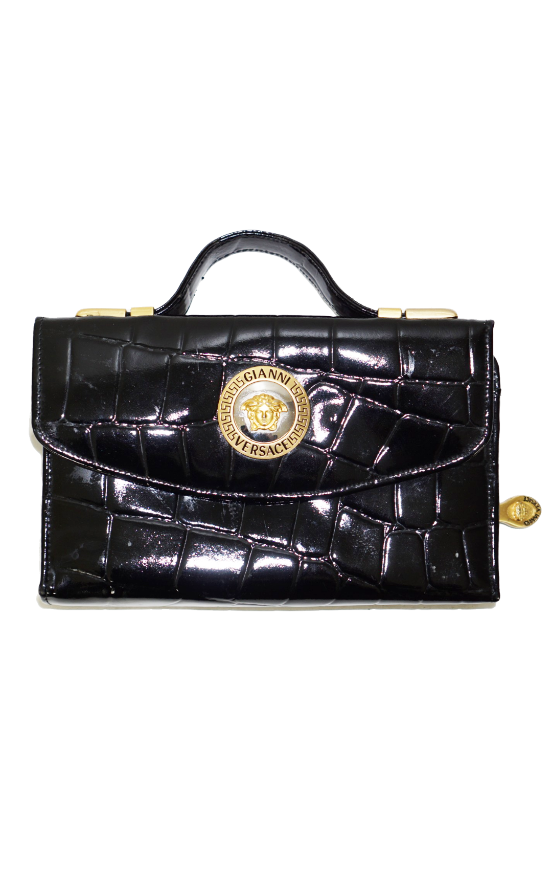 GIANNI VERSACE Vintage Medusa Black Crossbody Bag resellum