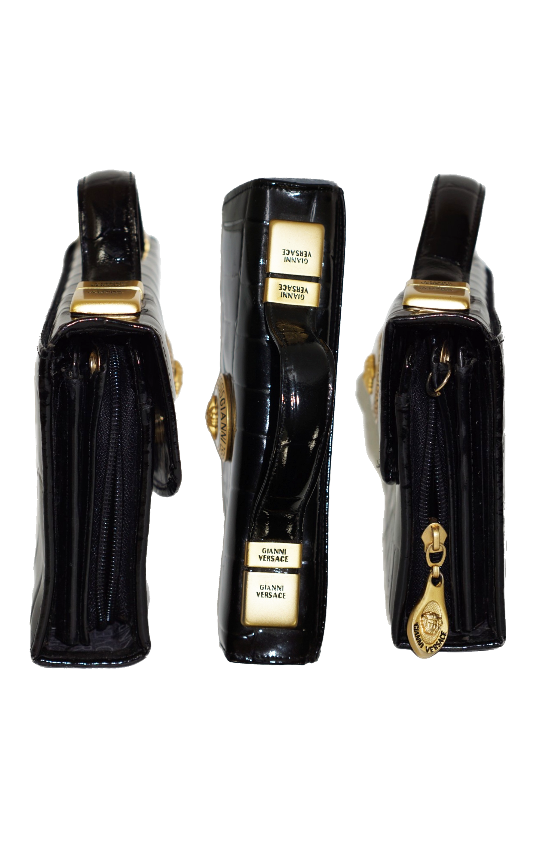 GIANNI VERSACE Vintage Medusa Black Crossbody Bag resellum