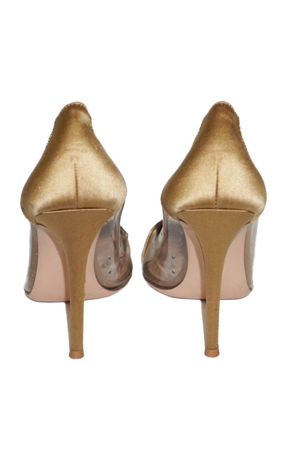 GIANVITO ROSSI Plexi Gold Transparent Pumps