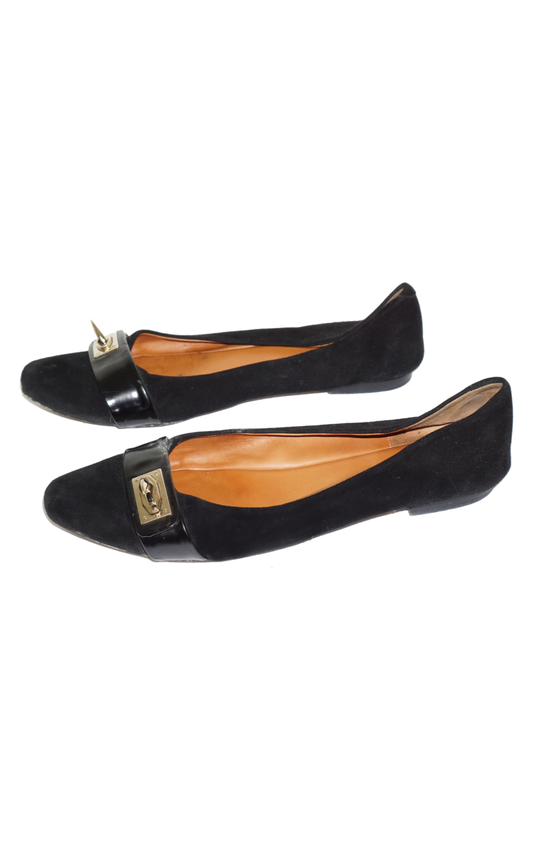 GIVENCHY Gold Hardware Suede Flats Shoes