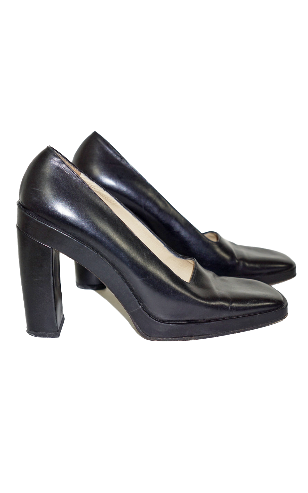 GUCCI Vintage 90s Square Toe Heeled Black Shoes resellum