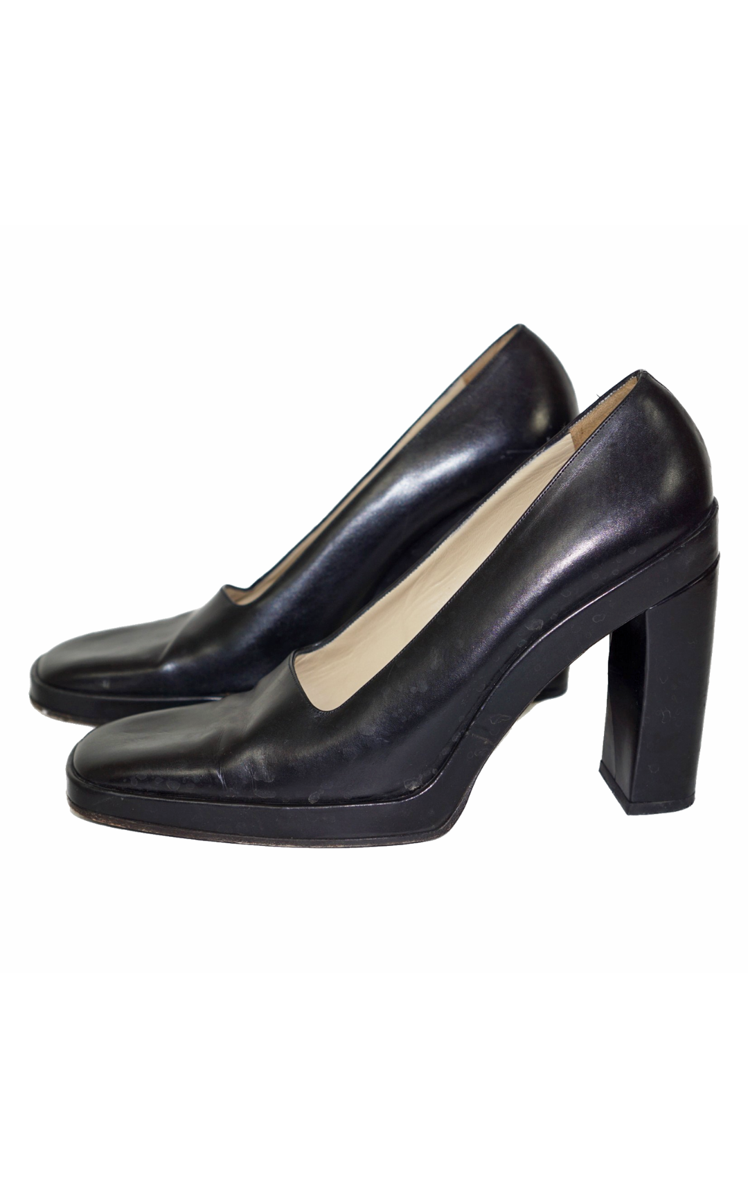 GUCCI Vintage 90s Square Toe Heeled Black Shoes resellum