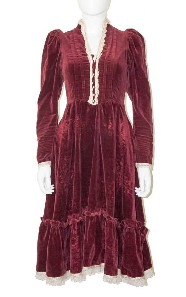 GUNNE SAX VINTAGE Brown Velvet Victorian Dress