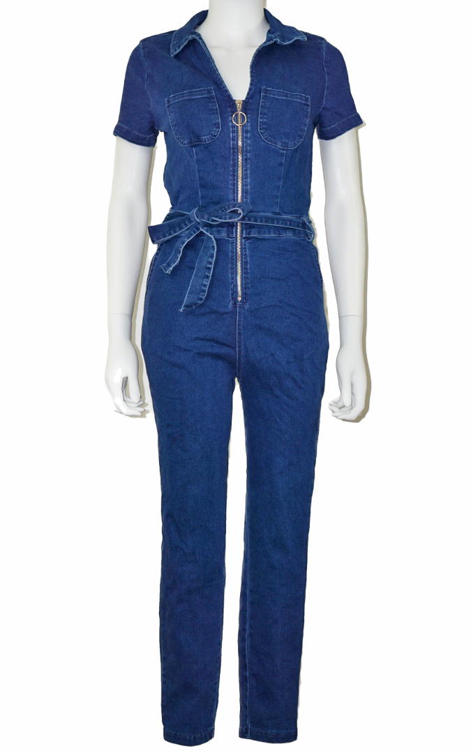 HAUTE MONDE Blue Denim Jumpsuit