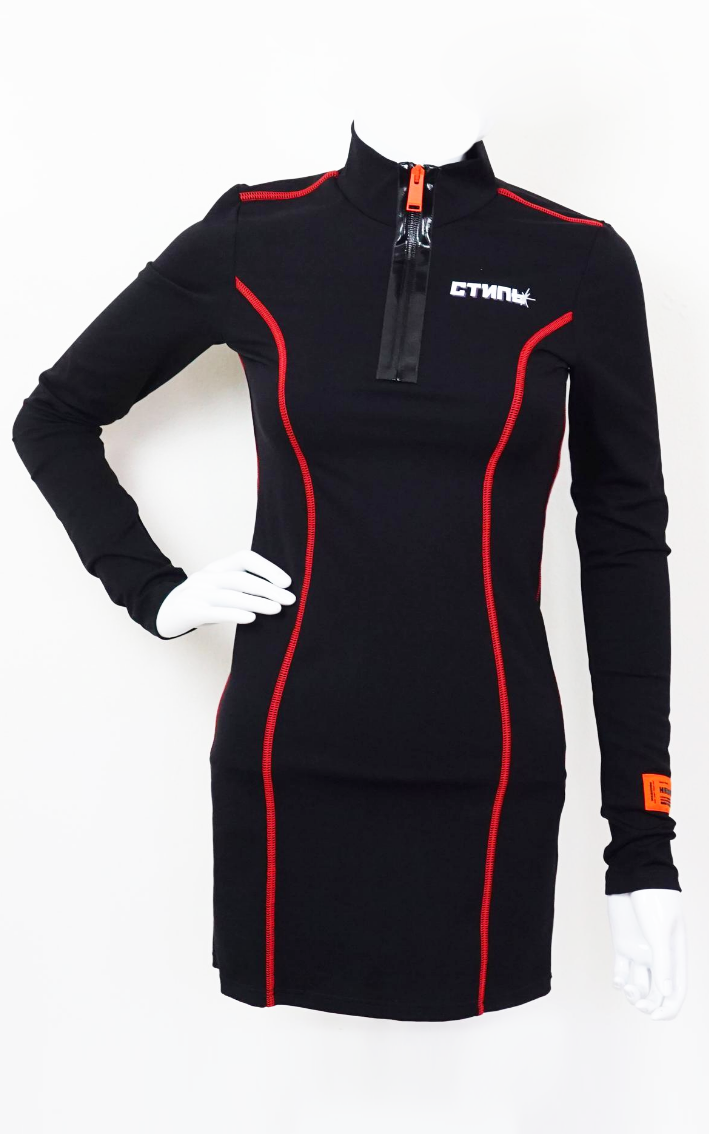 HERON PRESTON Стиль Zip Black Mini Dress