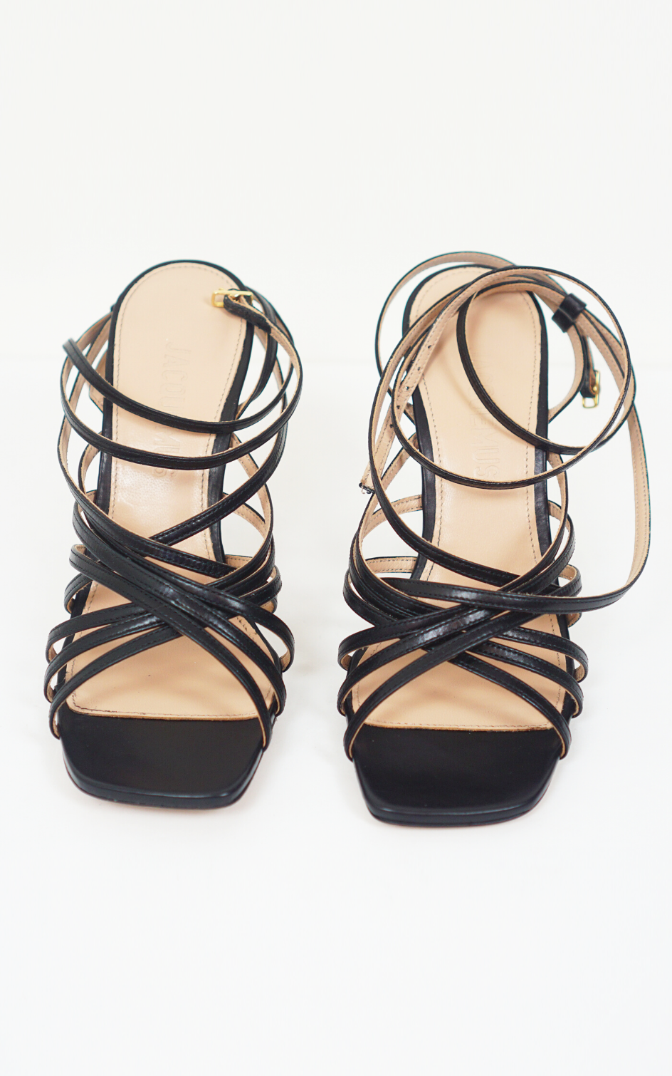 JACQUEMUS Pisa Black Leather Sandals