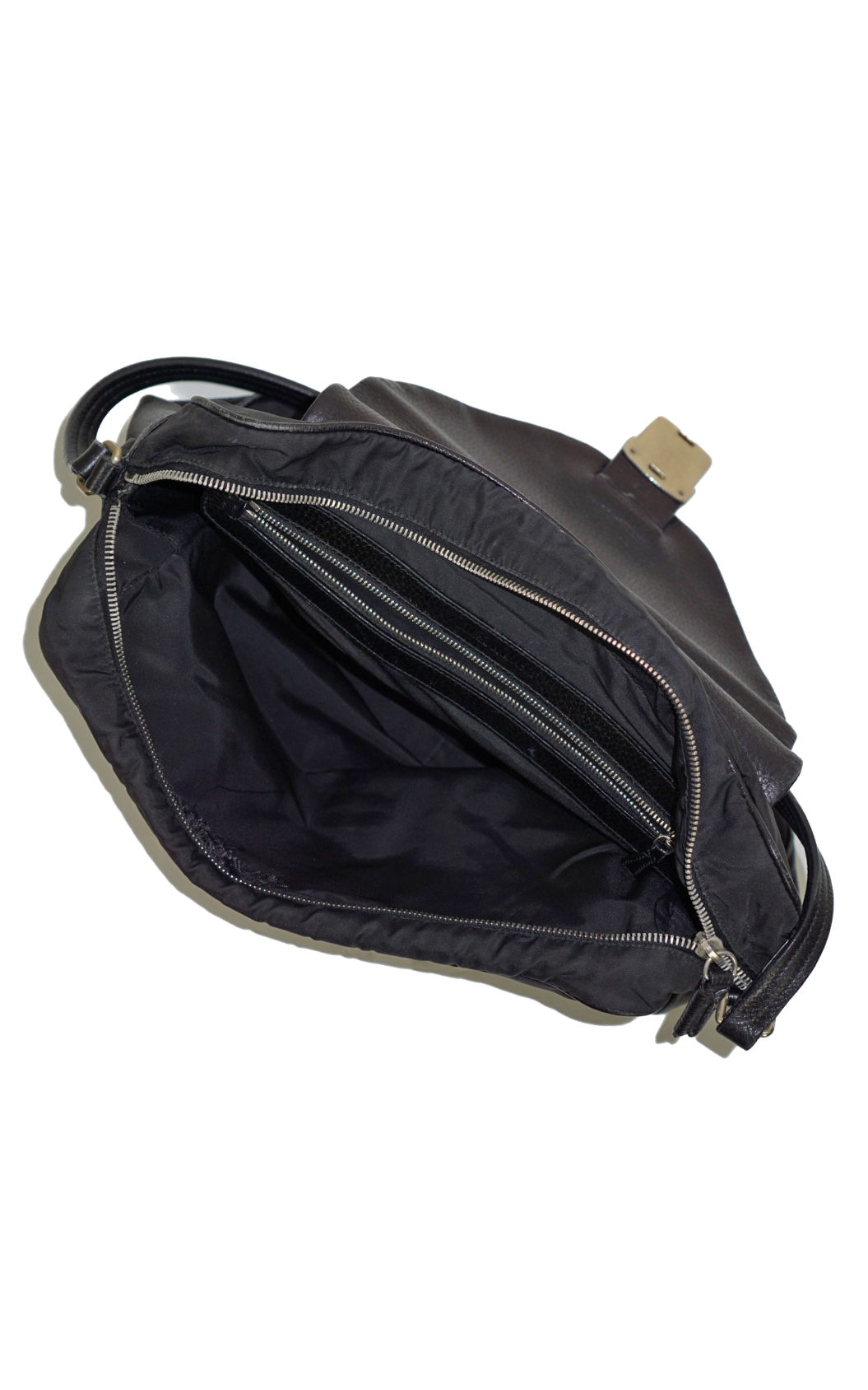 JIL SANDER Black Nylon Clasp Shoulder Bag resellum