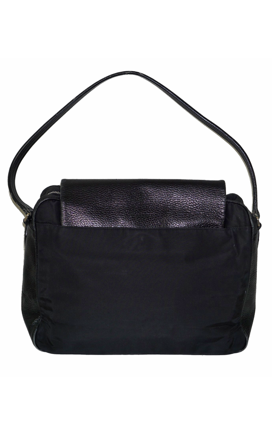 JIL SANDER Black Nylon Clasp Shoulder Bag resellum