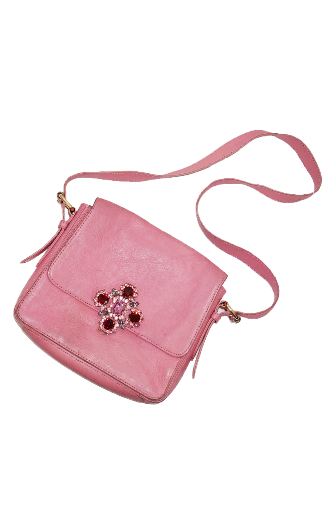 JUICY COUTURE Pink Leather Crystal Cross Bag resellum