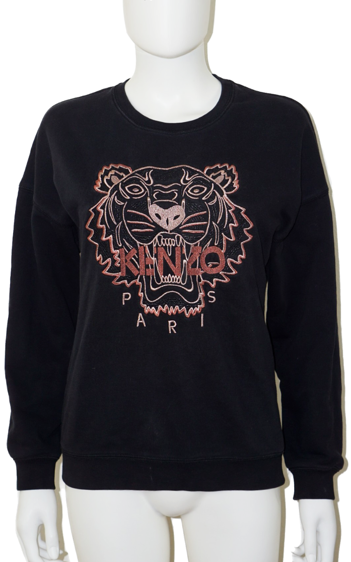 KENZO Tiger Embroidered Logo Black Sweatshirt resekkum