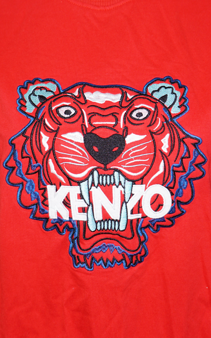 KENZO Tiger Embroidered Logo Red Sweatshirt