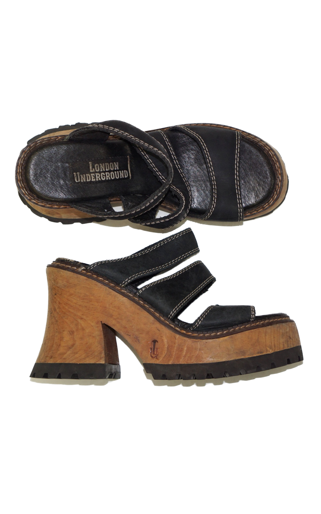 LONDON UNDERGROUND Chunky Wood Sandals resellum