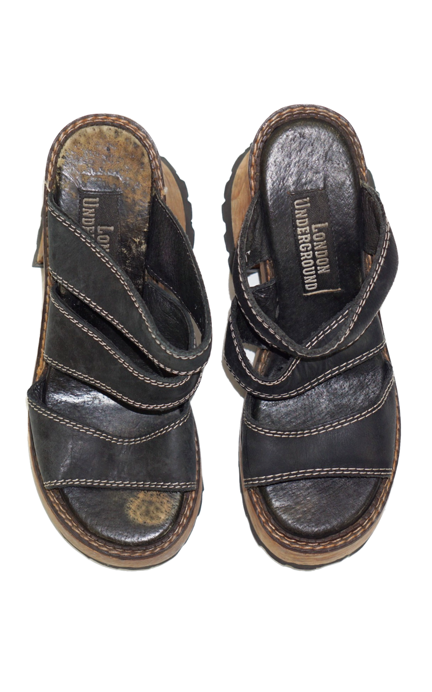 LONDON UNDERGROUND Chunky Wood Sandals resellum