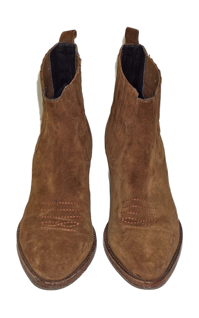 MAJE Suede Western Cowboy Ankle Boots resellum
