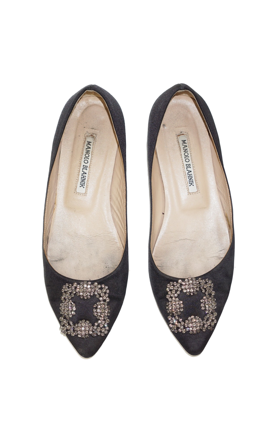 MANOLO BLAHNIK Hangisi Crystal Satin Flats