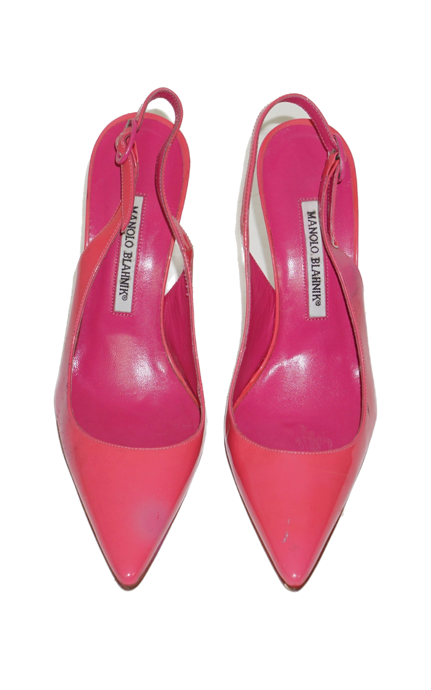 MANOLO BLAHNIK Pink Leather Slingback Heels