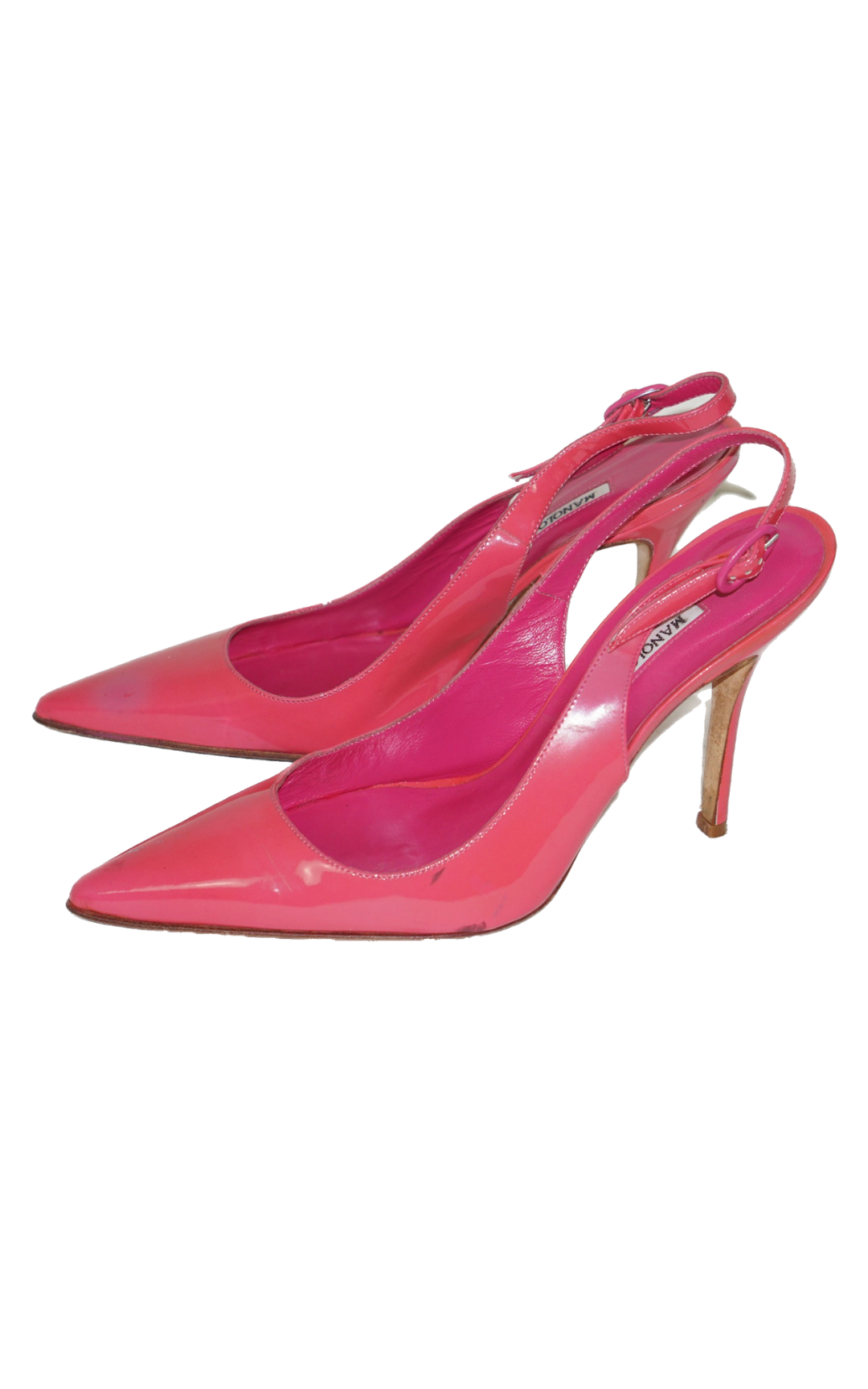 MANOLO BLAHNIK Pink Leather Slingback Heels