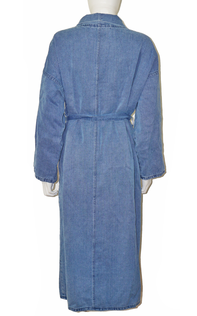 MARA HOFFMAN Juhi Blue Denim Wrap Coat resellum