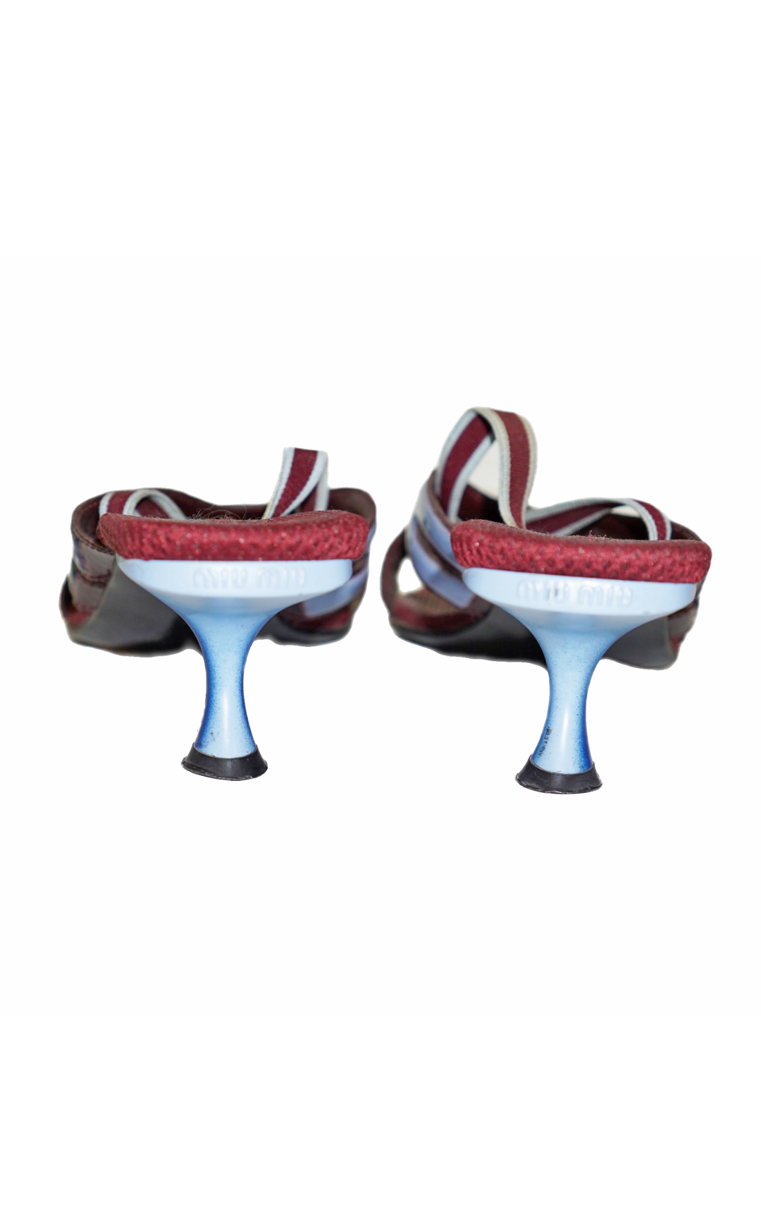 MIU MIU Kitten Heel Slingback Flame Sandals