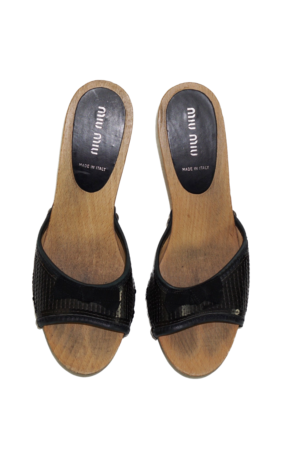 MIU MIU Y2K Wooden Kitten Heel Mules