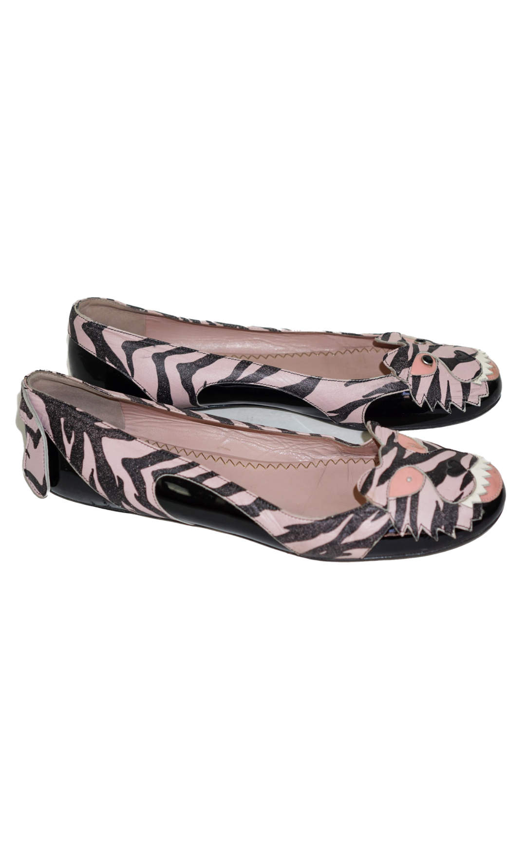 MOSCHINO LOVE Tiger Pink Leather Flats