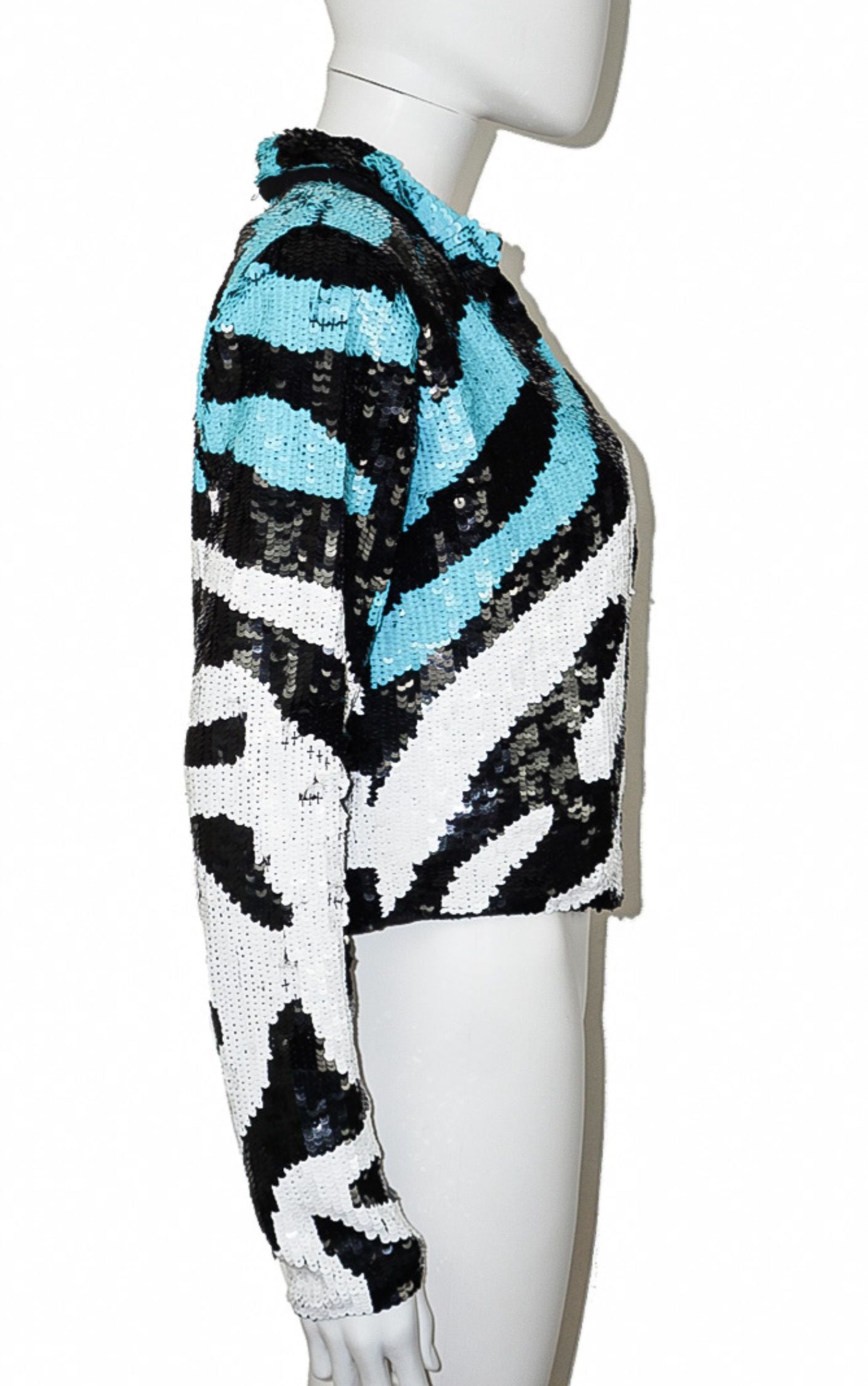 NASTY GAL Sequin Beads Zebra Jacket