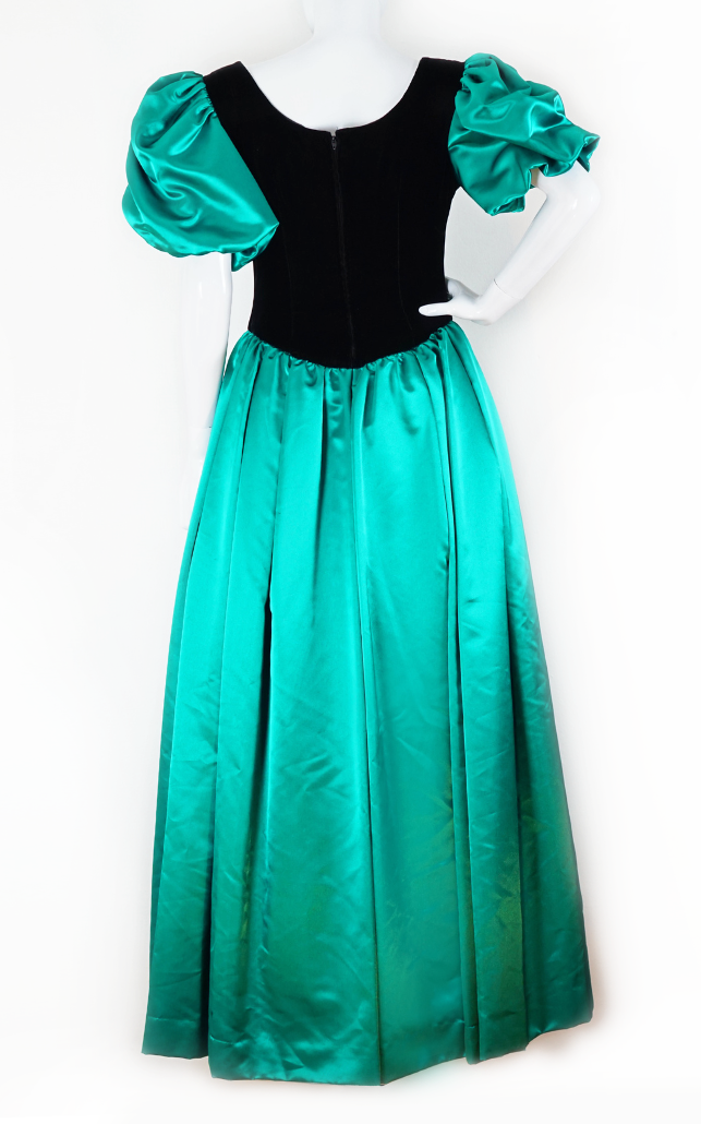 NEIMAN MARCUS Green Black 80s Puff Dress