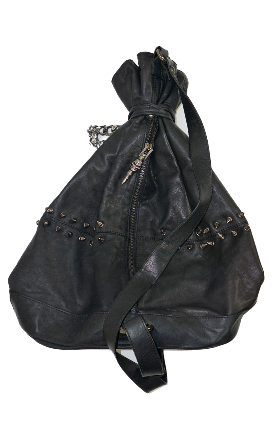 NEW ROCK Skull Spike Leather Bucket Bag resellum