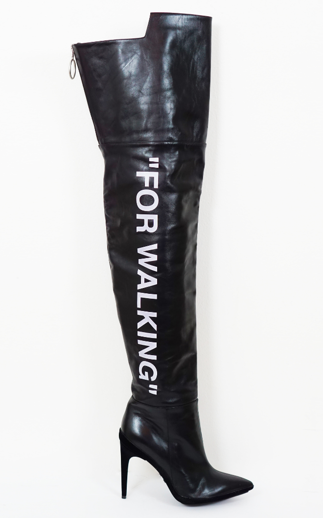OFF-WHITE Over The Knee For Walking Leather Boots