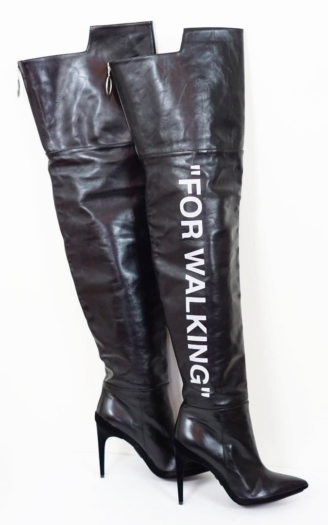 OFF-WHITE Over The Knee For Walking Leather Boots