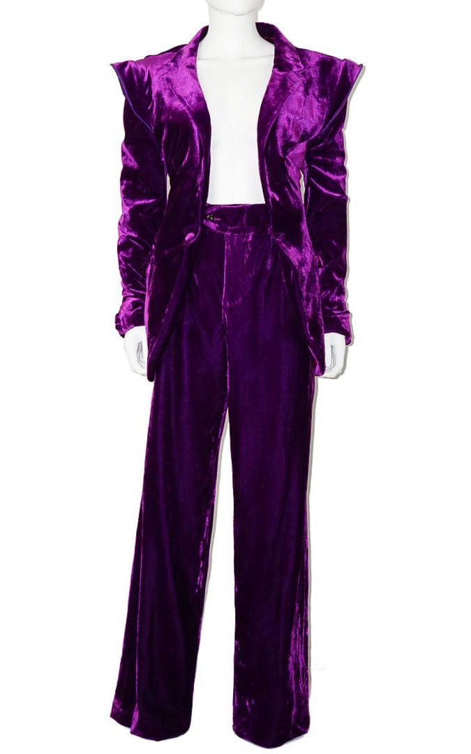 ORANGE CULTURE Purple Velvet Pant Suit