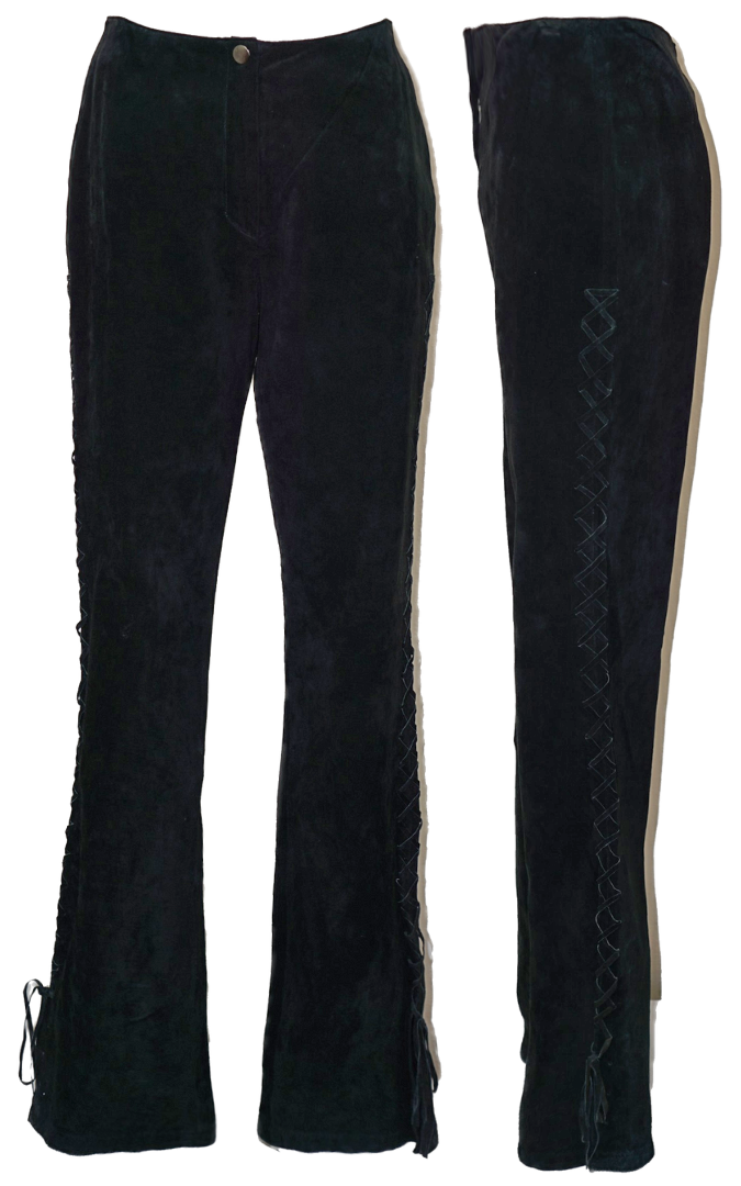 PAOLO SANTINI Vintage Suede Leather Flared Pants resellum