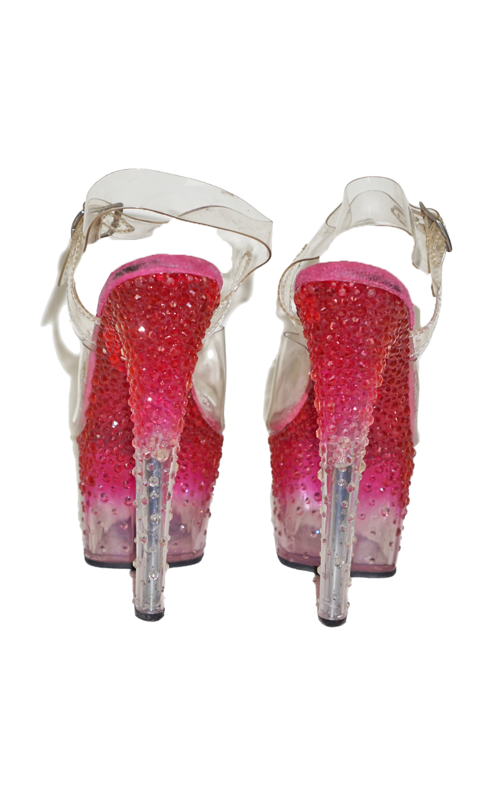 PLEASER Pink Rhinestones Y2K Heeled Sandals 8 resellum