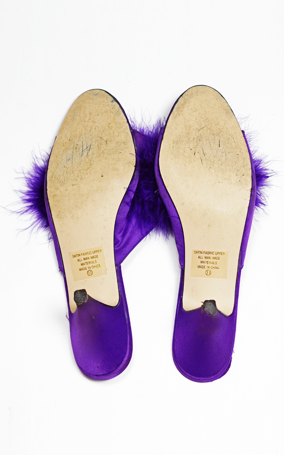 PLEASER Purple Feather Mules Sandals