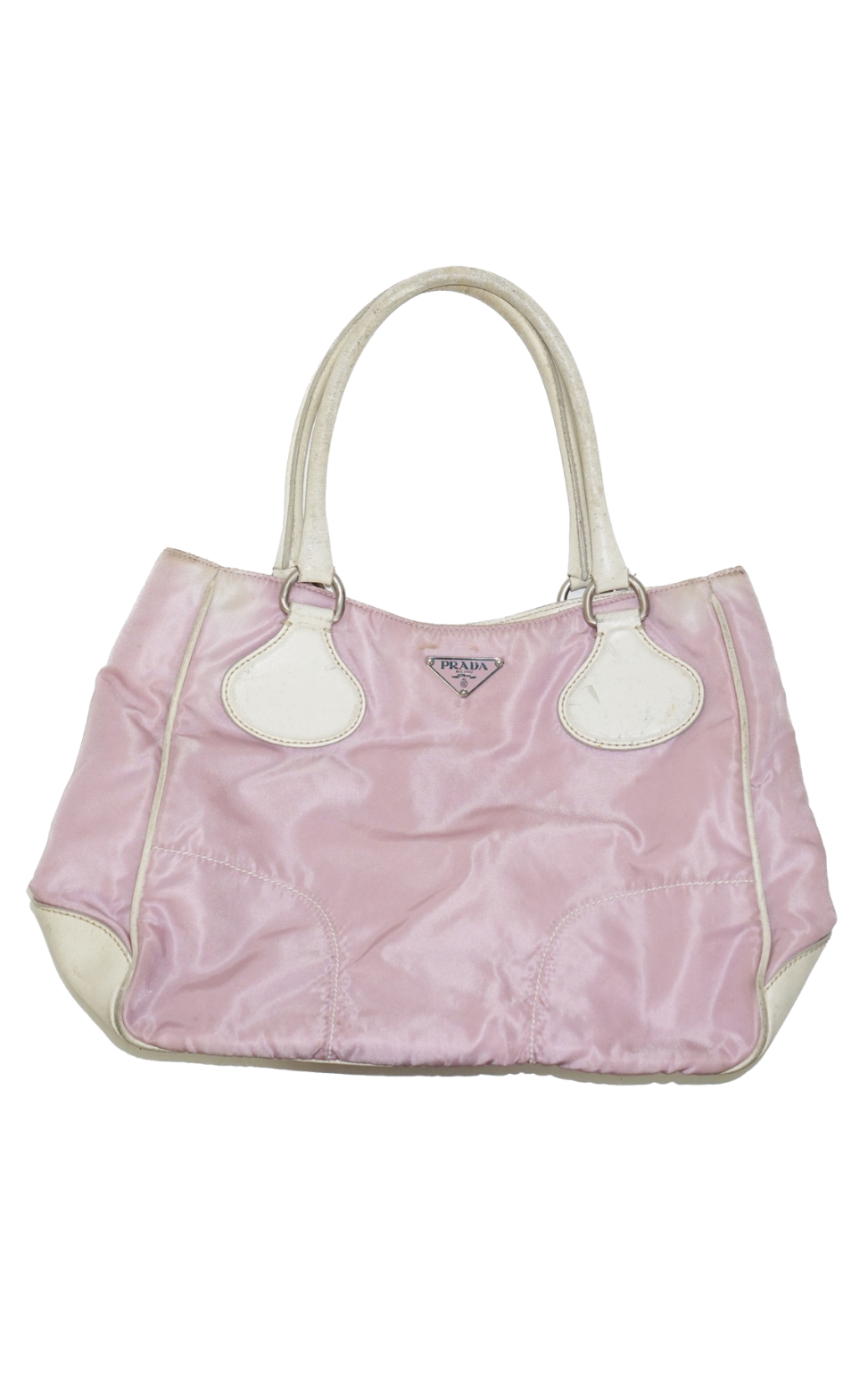 PRADA Logo Pink White Nylon Shoulder Bag