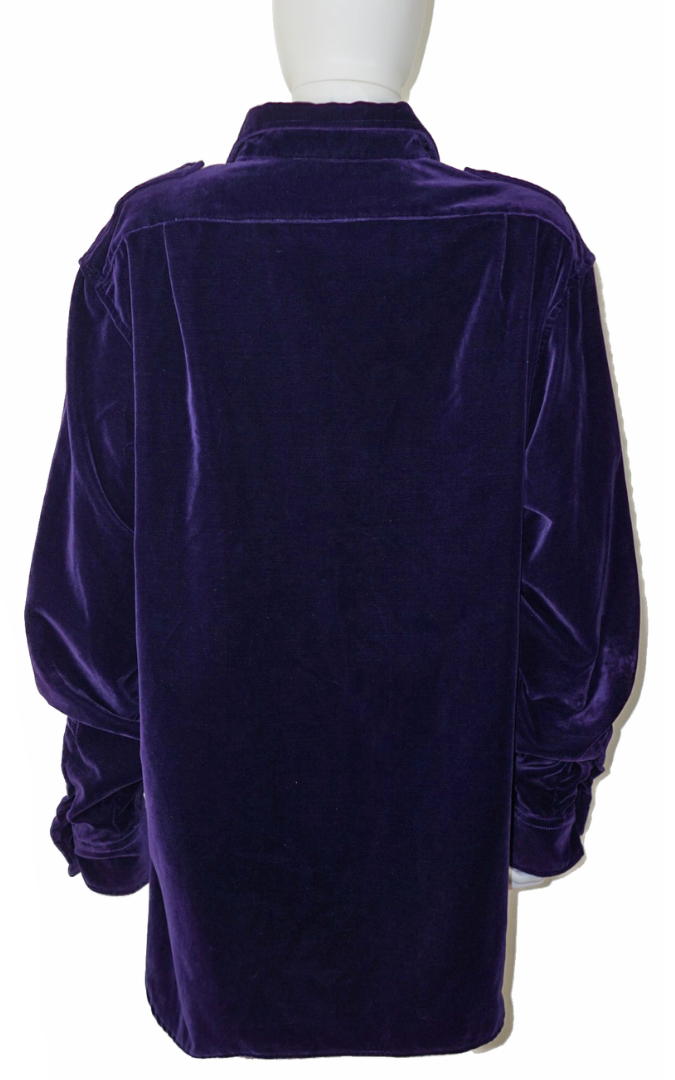 RALPH LAUREN Purple Velvet Velour Button Shirt resellum
