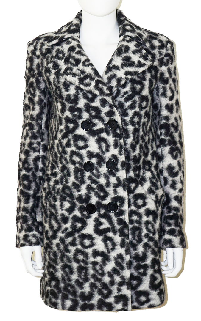 REBECCA MINKOFF Luke Leopard Print Wool Coat 1