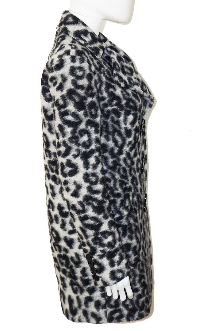 REBECCA MINKOFF Luke Leopard Print Wool Coat resellum
