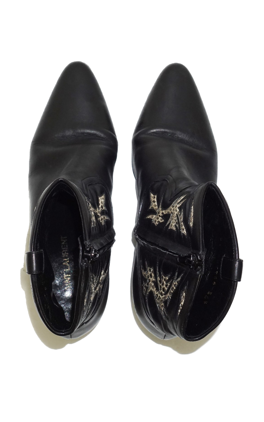 SAINT LAURENT YSL Carved Western Ankle Boots