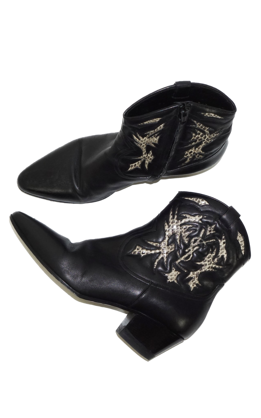 SAINT LAURENT YSL Carved Western Ankle Boots