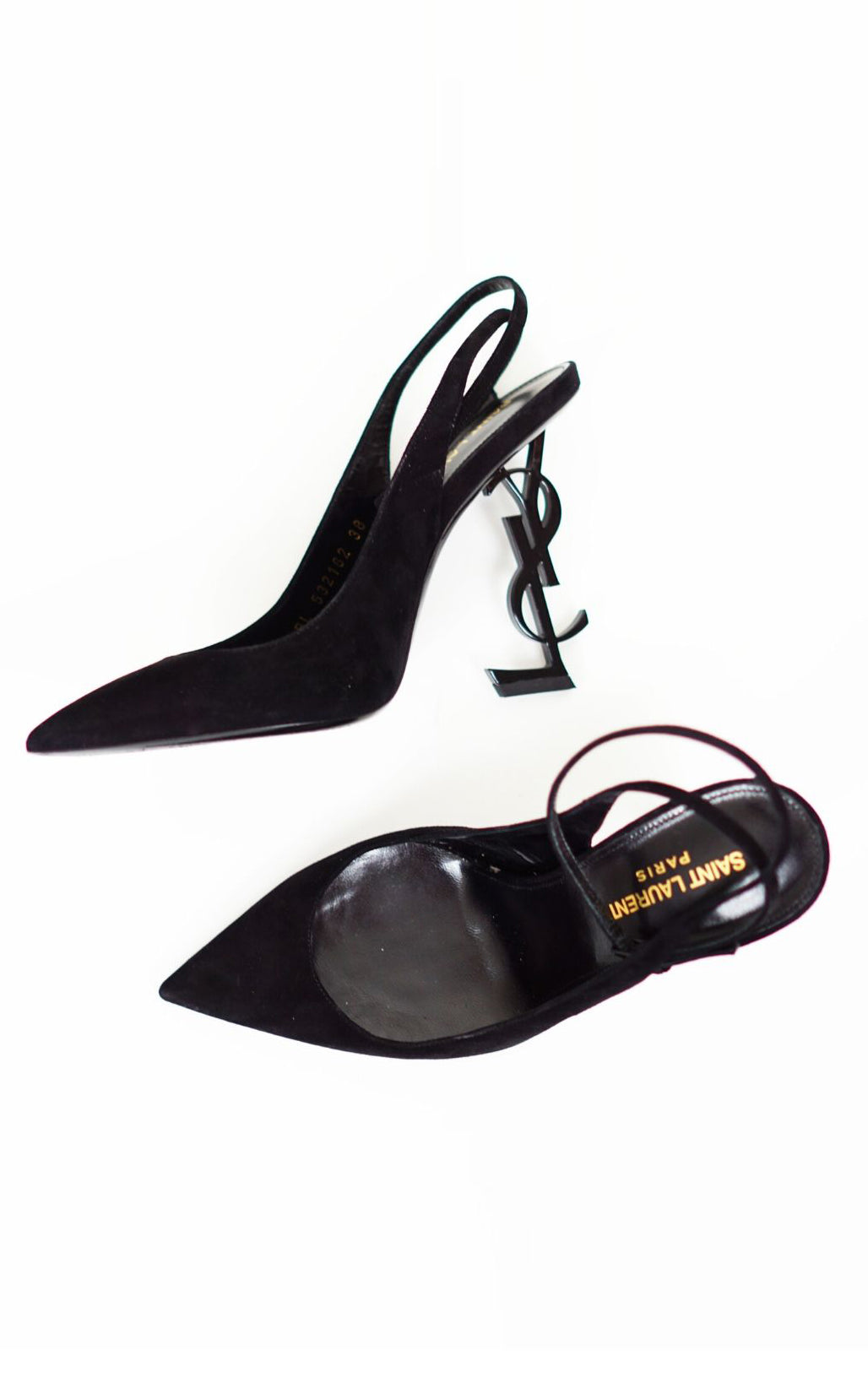 SAINT LAURENT Opyum Suede Black Logo Pumps