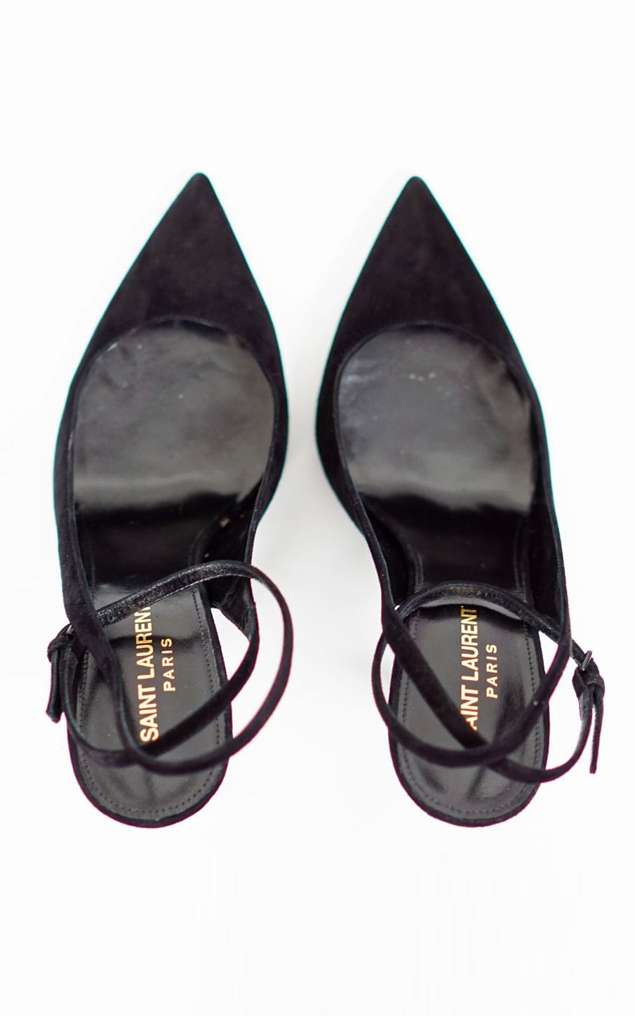 SAINT LAURENT Opyum Suede Black Logo Pumps