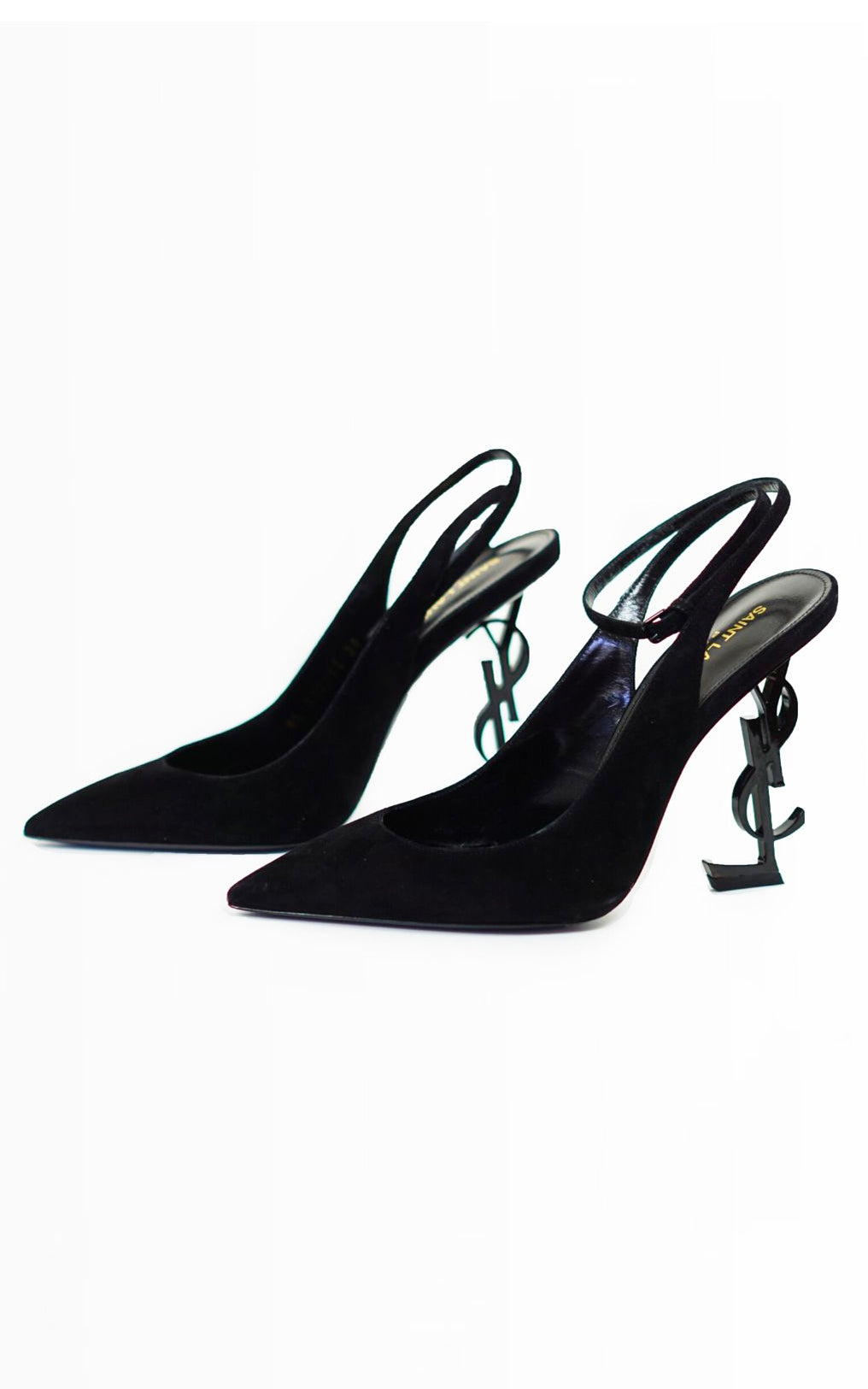 SAINT LAURENT Opyum Suede Black Logo Pumps