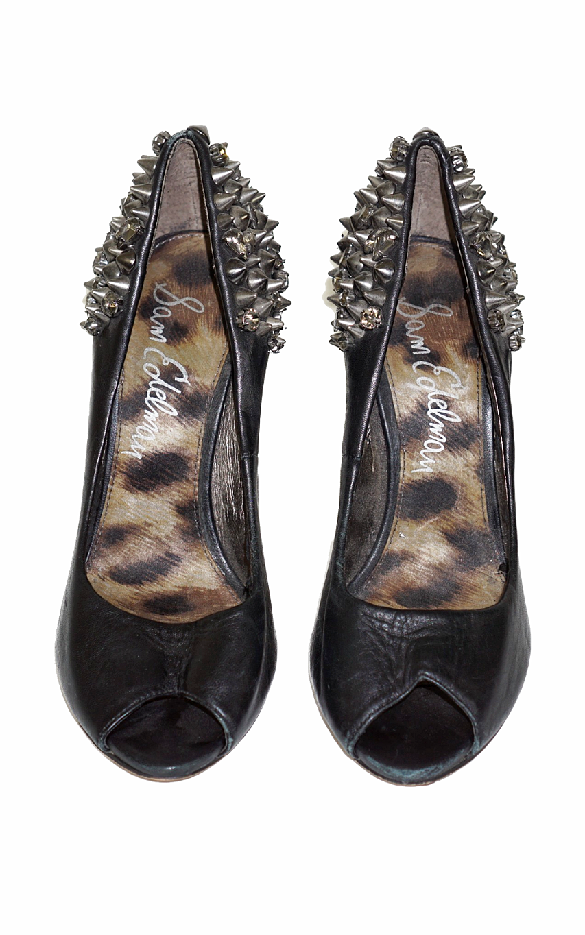 SAM EDELMAN Lorissa Black Spike Heels Shoes