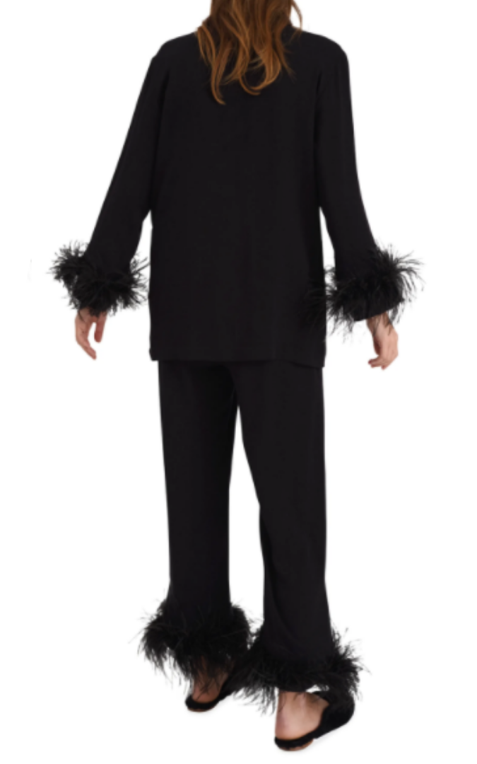 SLEEPER Feather Black Party Pajama Pants Set resellum