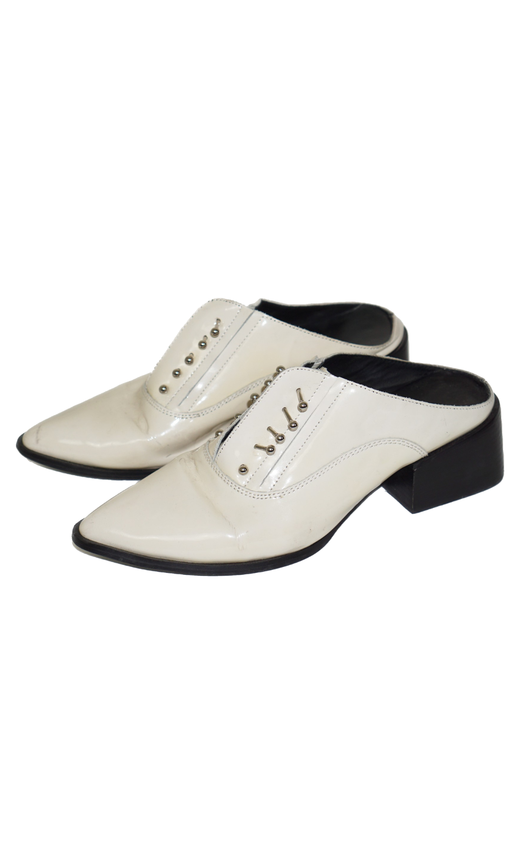 SOL SANA Claire Studded White Mules