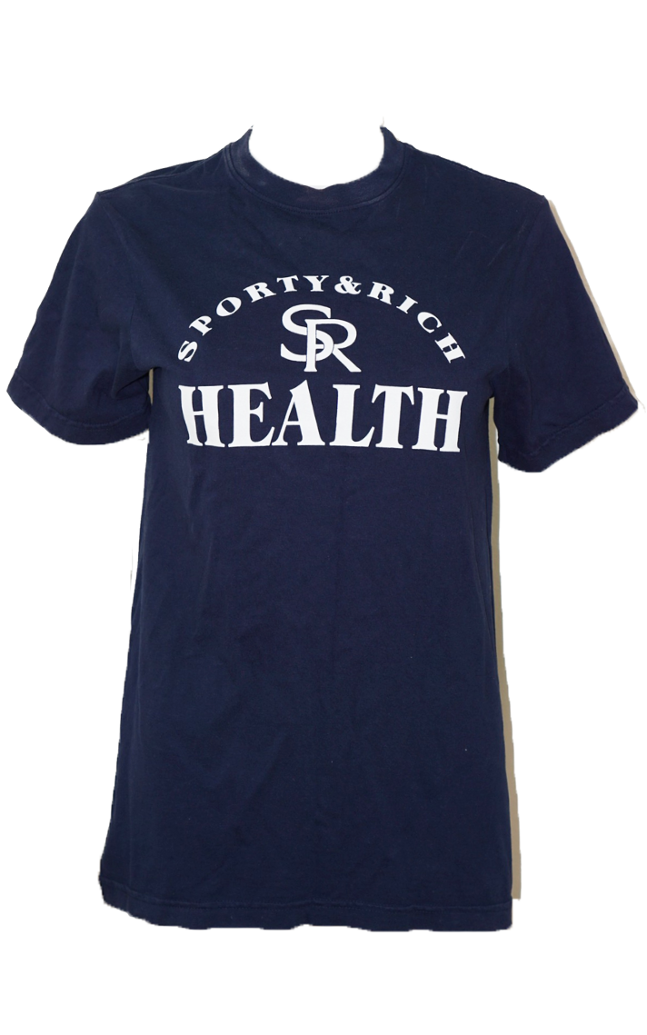 SPORTY & RICH Health Logo Navy T-Shirt