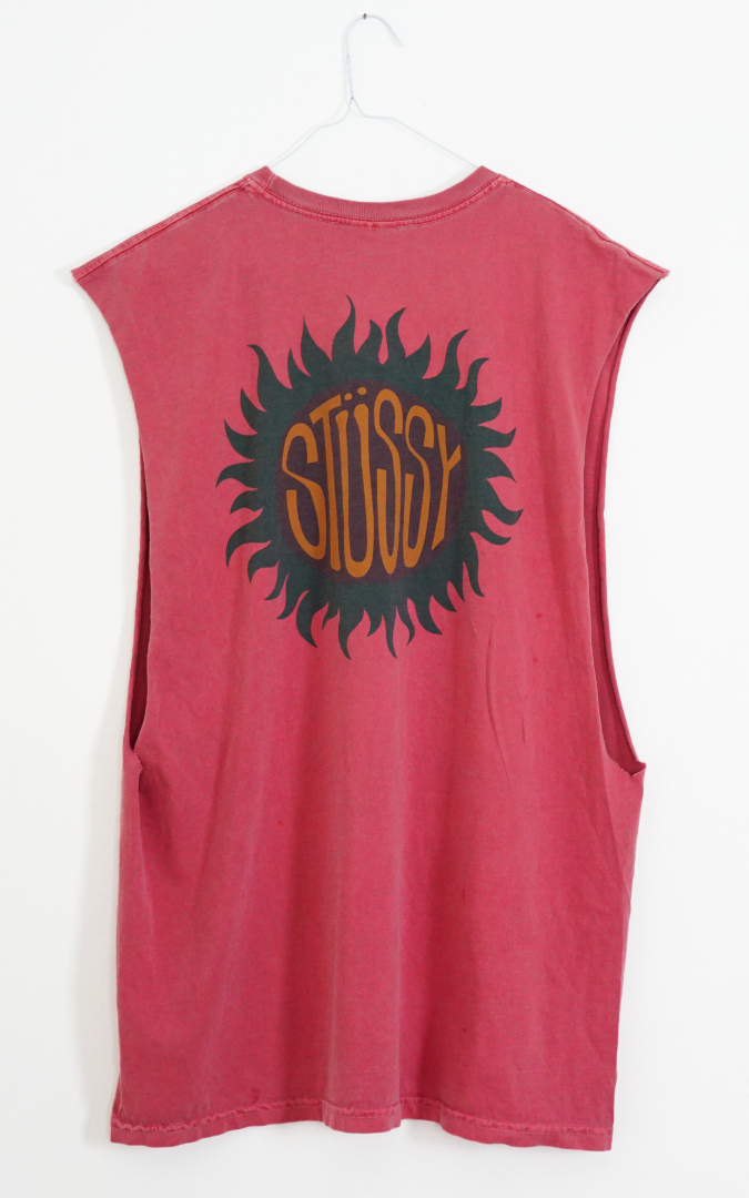 STUSSY Red Logo Sleeveless T-Shirt
