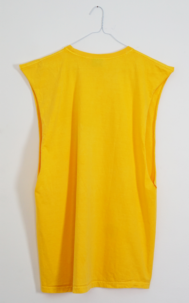 STUSSY Yellow Logo Sleeveless T-Shirt