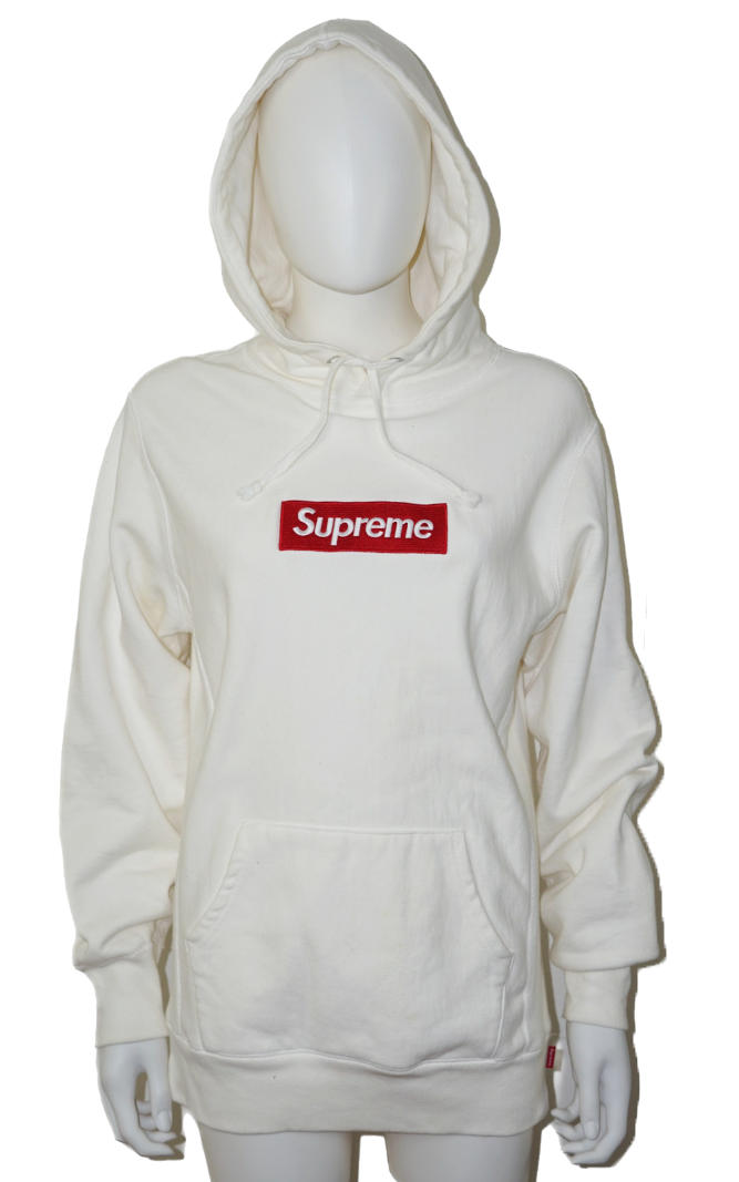 SUPREME Logo Red Embroidery White Hoodie resellum